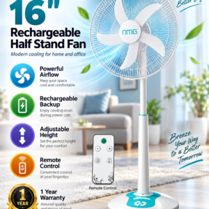 N. Mohammad 16-inch Rechargeable Half-stand Fan