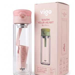 Double Layer Glass Bottle. With SS Water Strainer