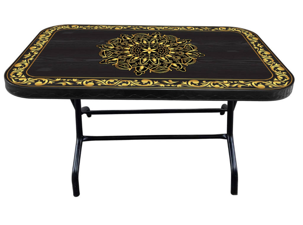Dining Table 4 Seat Semi Rtg SL Print Canvas- Black