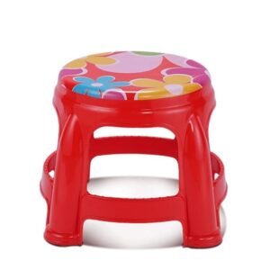 Round Stool Medium Printed Red