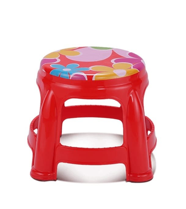 Round Stool Medium Printed Red