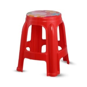 Round Stool High (Printed) - Red