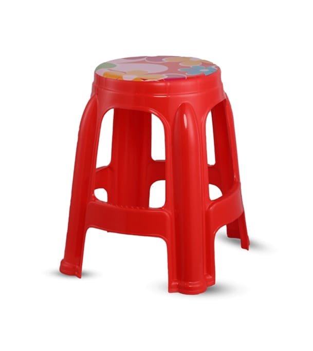 Round Stool High (Printed) – Red