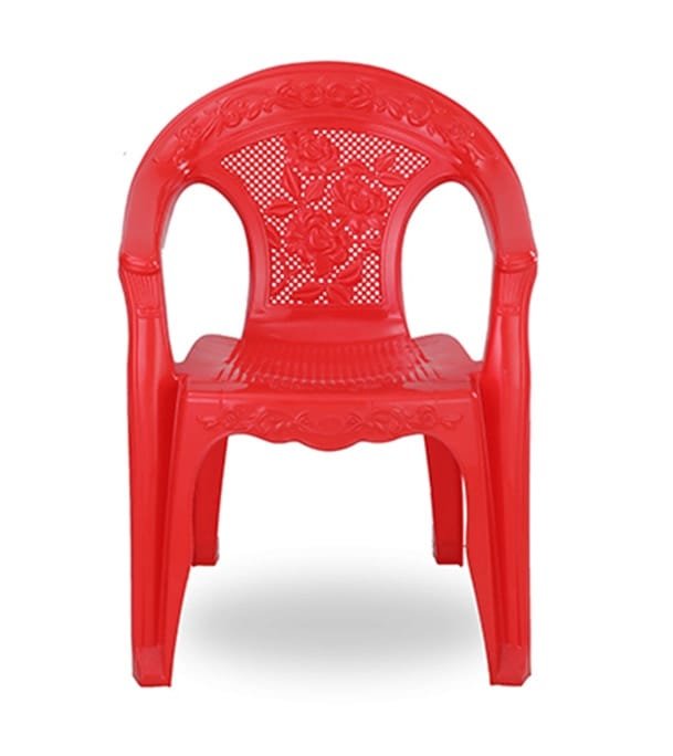RFL Deluxe Garden Chair Net Flower Red | Durable & Comfortable Plastic Arm Chair
