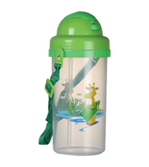 School Push Bottle With Belt 500ml-Green