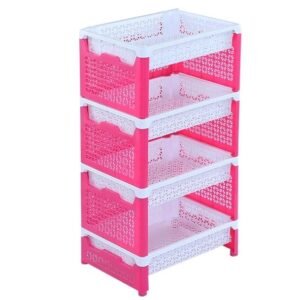 Lotus Fence Rack 4 Step - White & Deep Pink