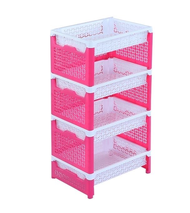 Lotus Fence Rack 4 Step – White & Deep Pink
